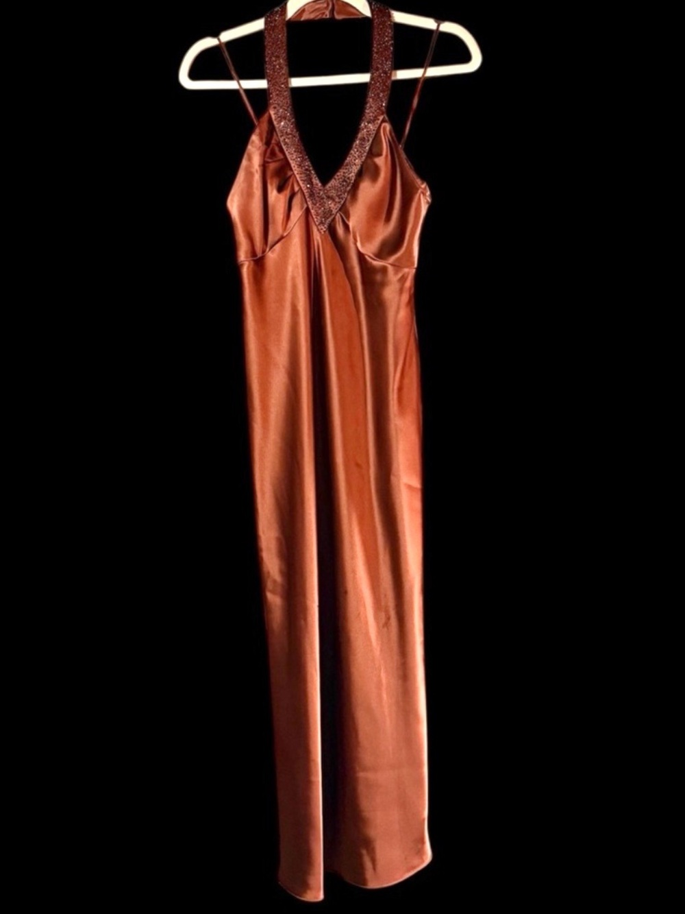 Vintage Anne Klein Chocolate Brown Satin Slip Cocktail Dress Size 6
